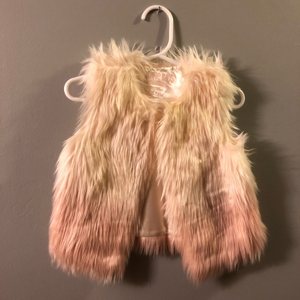 Ombré pink faux fur vest